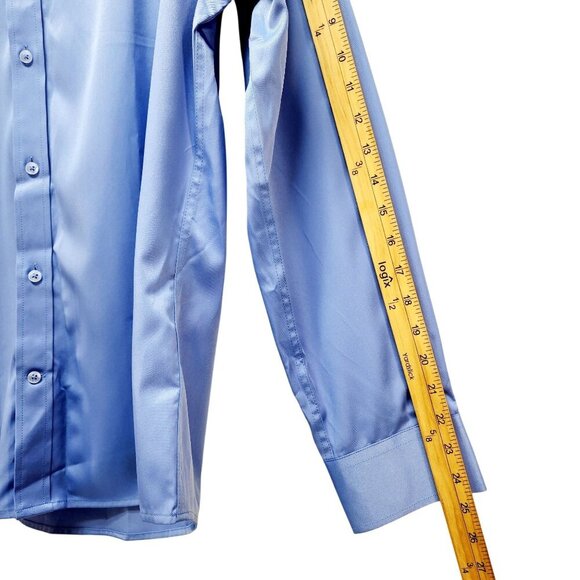 Shield-X Flex Blue Long Sleeve ButtonUp Shirt Silk Size L Design In Italy Mens - Picture 10 of 11
